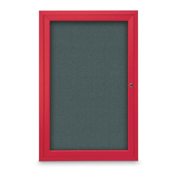 Slim Enclosed Corkboard, 18"x24", Black Alum Frame/Amethyst